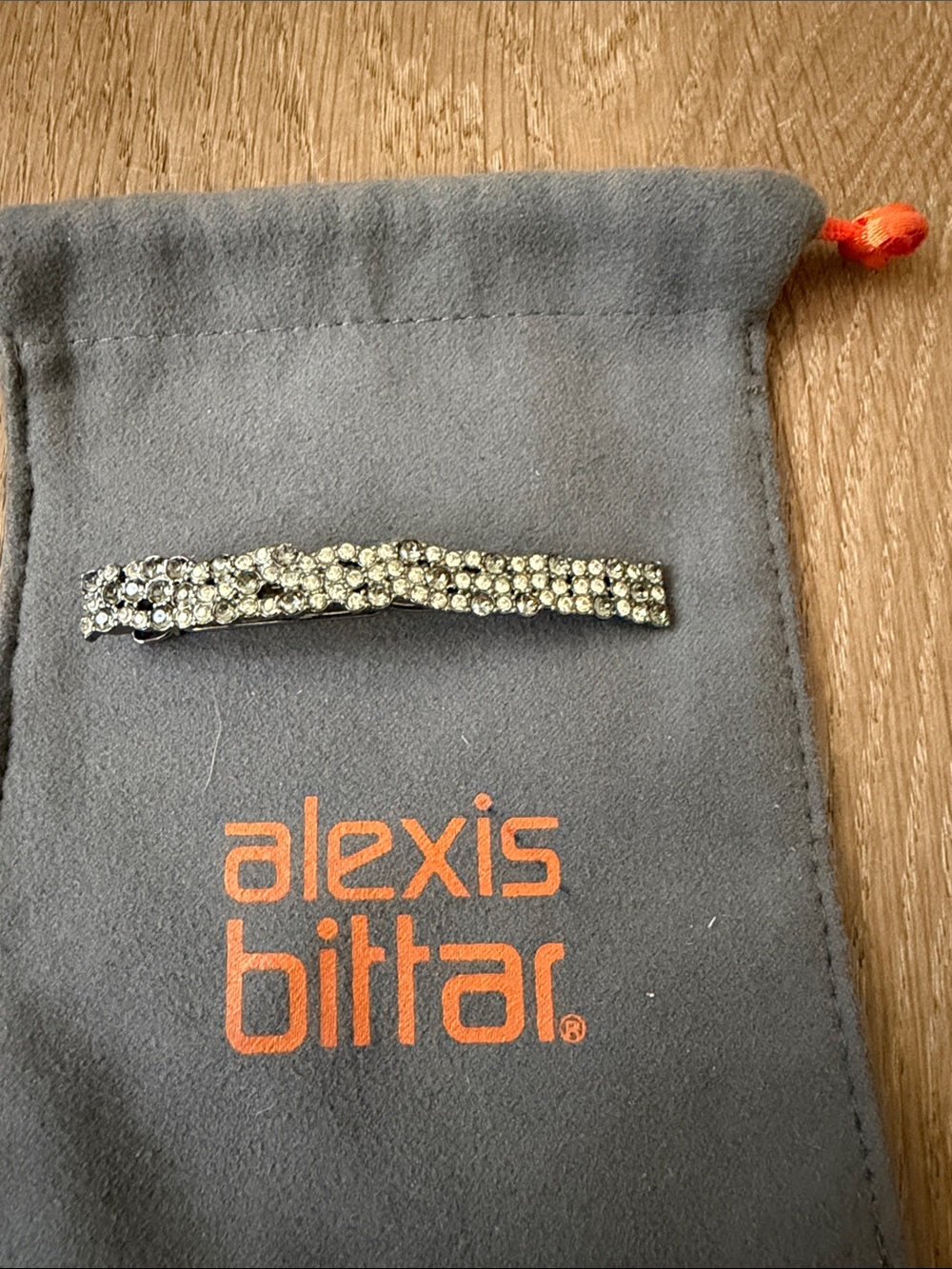Alexis Bittar Silver Rhinestone Curved Barrette